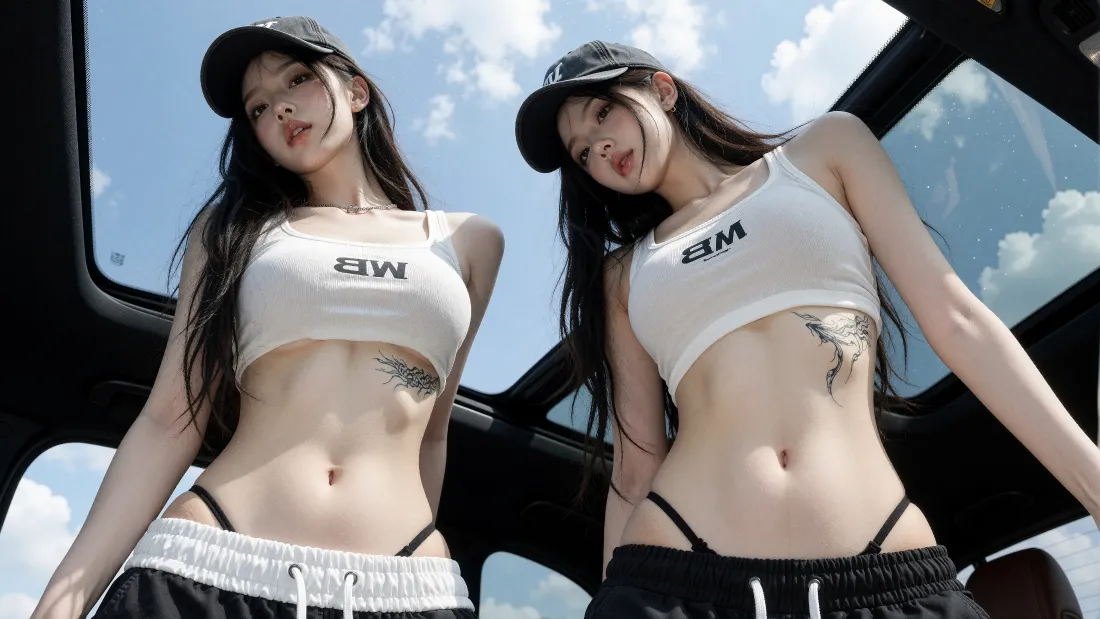 4k运动风美女壁纸｜户外车旁背景图片 - 辣妹穿搭「哲风壁纸」