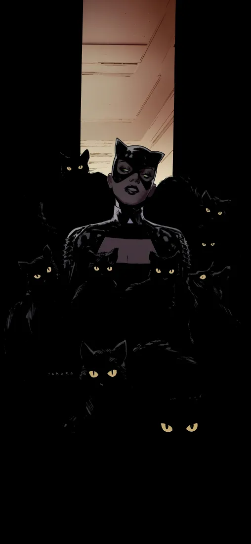 猫女手机壁纸｜暗黑背景图片 - 黑猫群神秘氛围插画「哲风壁纸」