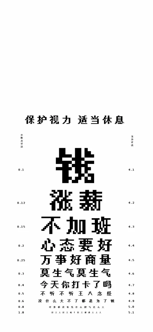 打工人视力表手机壁纸|职场趣味背景图片 - 打工人自嘲趣味设计「哲风壁纸」 打工人视力表手机壁纸|职场趣味背景图片 - 打工人自嘲趣味设计「哲风壁纸」