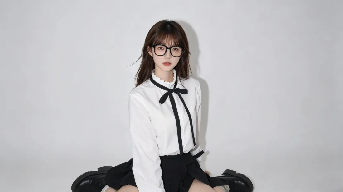 3k黑框眼镜少女壁纸|白衬衫黑裙背景图片 - 学院风穿搭「哲风壁纸」 3k黑框眼镜少女壁纸|白衬衫黑裙背景图片 - 学院风穿搭「哲风壁纸」