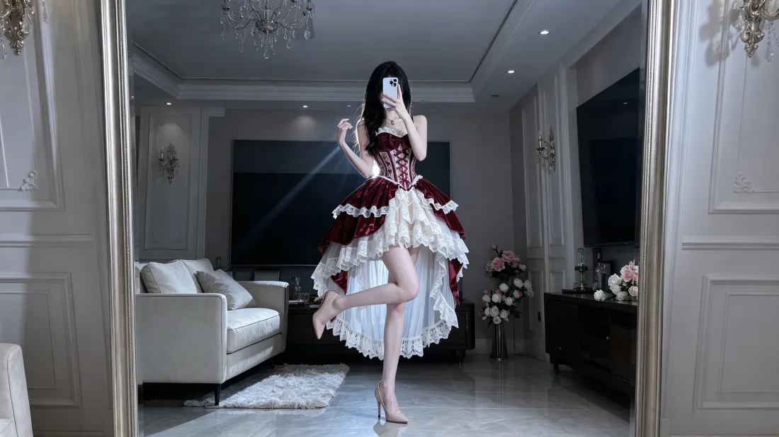 3k酒红洛丽塔裙美女壁纸|客厅背景图片 - 黑长直穿搭写真「哲风壁纸」 3k酒红洛丽塔裙美女壁纸|客厅背景图片 - 黑长直穿搭写真「哲风壁纸」