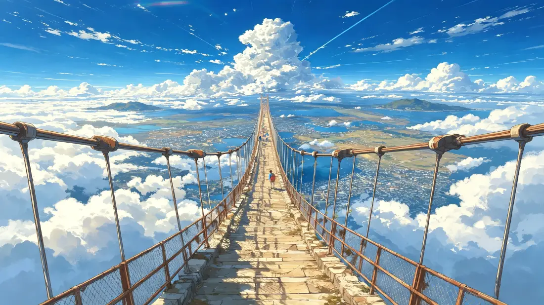 3k云端吊桥壁纸|蓝天背景图片 - 日系动漫风景「哲风壁纸」 3k云端吊桥壁纸|蓝天背景图片 - 日系动漫风景「哲风壁纸」