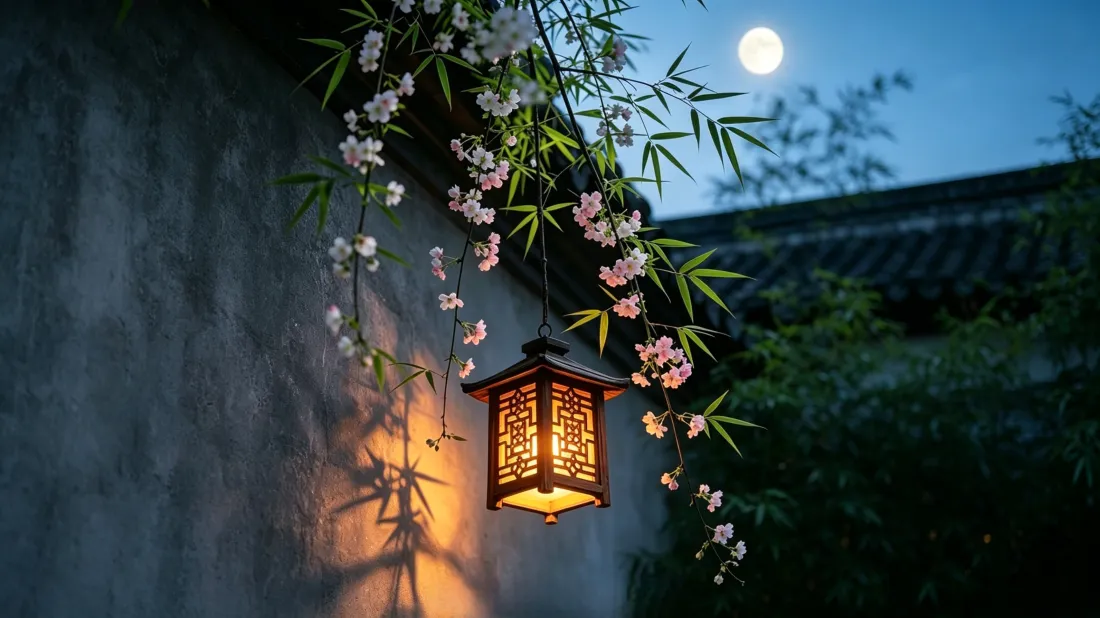 3k中式庭院|月夜宫灯背景图片 - 竹影花枝古墙静谧夜景「哲风壁纸」 3k中式庭院|月夜宫灯背景图片 - 竹影花枝古墙静谧夜景「哲风壁纸」