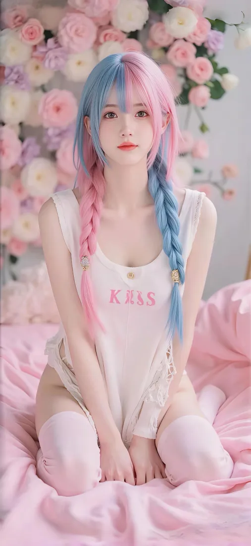 凑阿库娅cos手机壁纸｜粉蓝双辫私房写真 - 甜美少女「哲风壁纸」