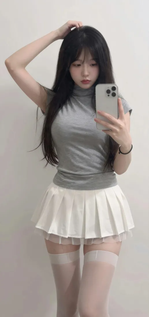 对镜自拍美女手机壁纸|白裙灰上衣背景图片 - 黑长直穿搭自拍「哲风壁纸」 对镜自拍美女手机壁纸|白裙灰上衣背景图片 - 黑长直穿搭自拍「哲风壁纸」