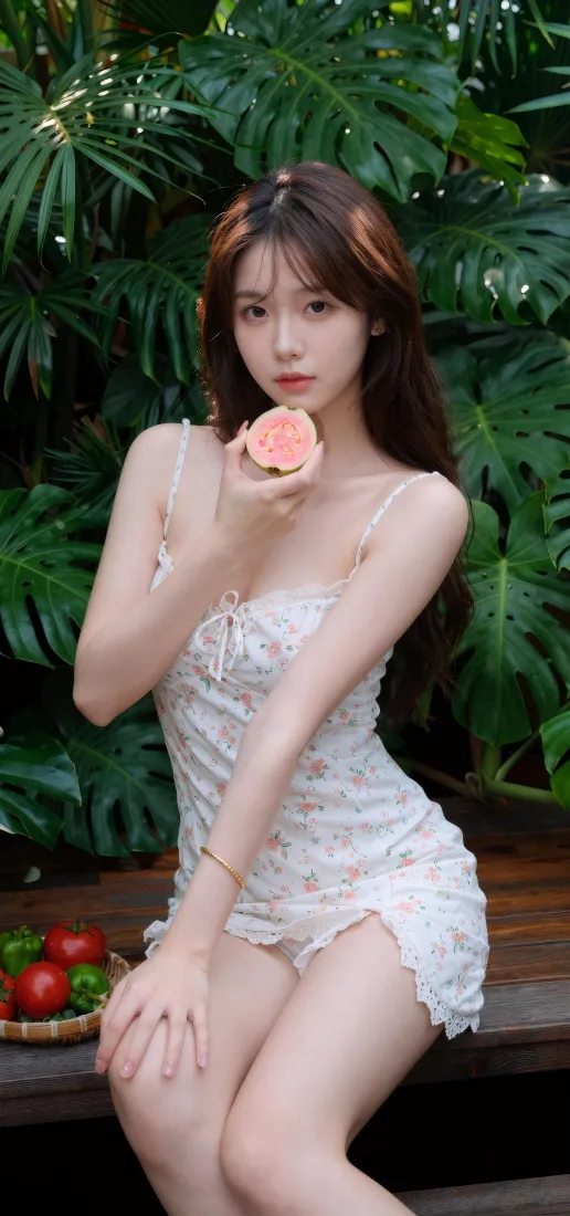甜妹写真手机壁纸|夏日户外背景图片 - 白裙少女手持桃子「哲风壁纸」 甜妹写真手机壁纸|夏日户外背景图片 - 白裙少女手持桃子「哲风壁纸」