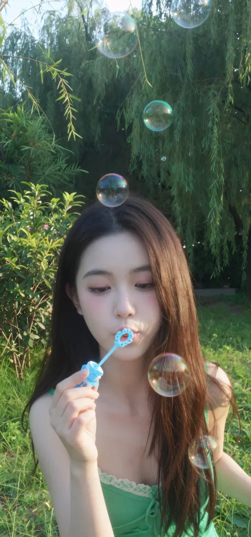 长发美女手机壁纸|户外草地背景图片 - 吹泡泡清新写真「哲风壁纸」 长发美女手机壁纸|户外草地背景图片 - 吹泡泡清新写真「哲风壁纸」