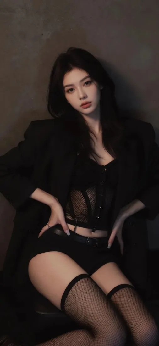御姐美女手机壁纸｜黑西装黑丝背景图片 - 冷艳氛围感人像「哲风壁纸」