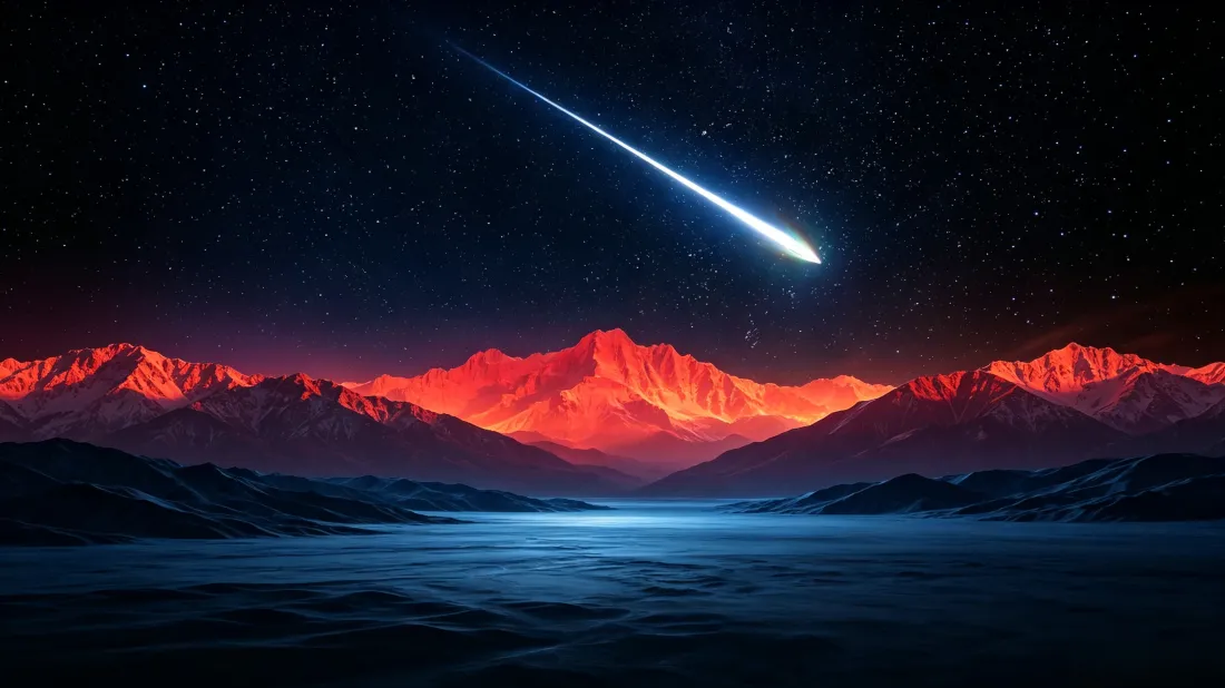 3k流星星空壁纸|红山蓝湖背景图片 - 夜景插画「哲风壁纸」 3k流星星空壁纸|红山蓝湖背景图片 - 夜景插画「哲风壁纸」