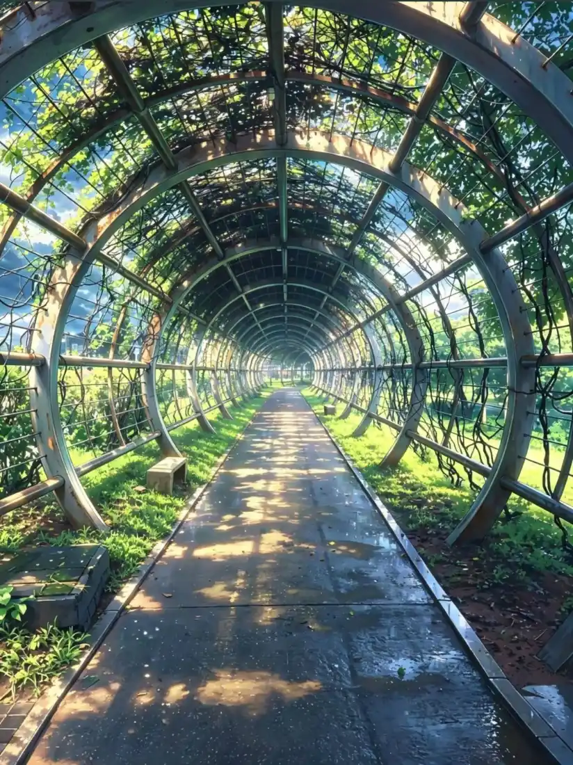 绿植隧道手机壁纸｜清新林荫背景图片 - 阳光步道「哲风壁纸」