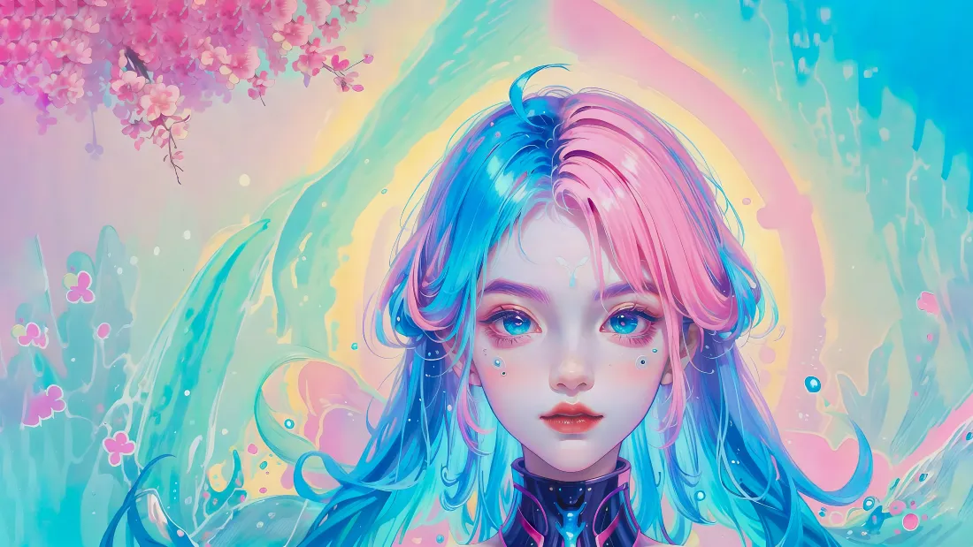 4k蓝粉发少女壁纸|樱花梦幻背景图片 - 二次元插画「哲风壁纸」 4k蓝粉发少女壁纸|樱花梦幻背景图片 - 二次元插画「哲风壁纸」