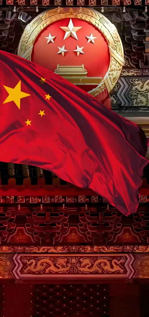 五星红旗国徽｜红色庄重背景图片 - 爱国主题「哲风壁纸」