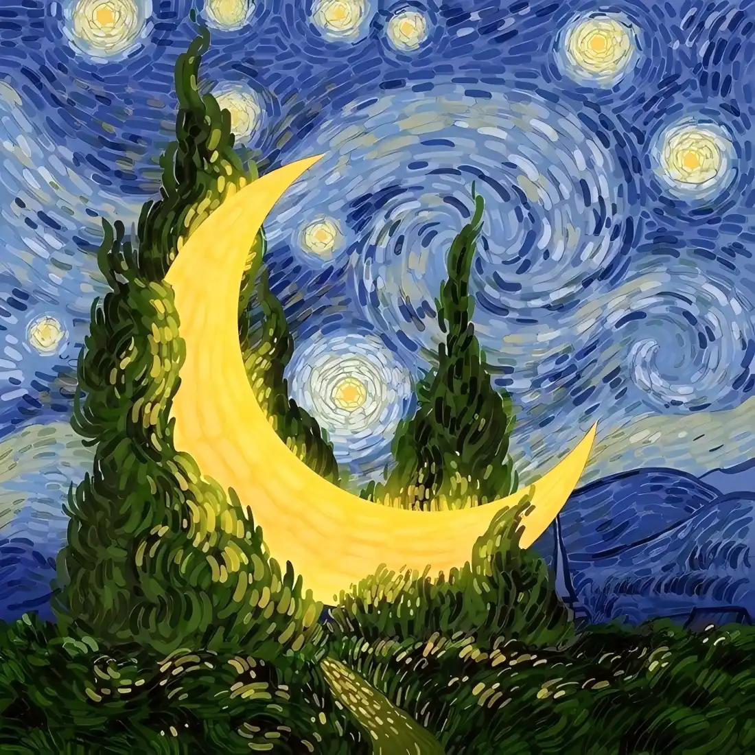 4k夜空壁纸 - 星空 - 油画 - 暖黄「哲风壁纸」