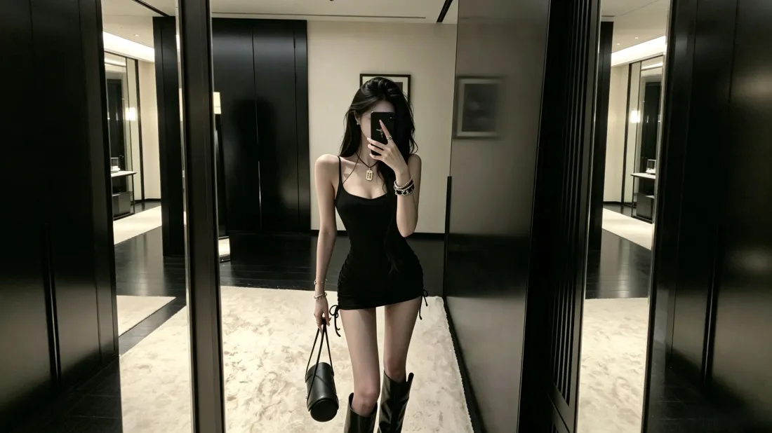 3k黑裙美女对镜自拍壁纸|御姐穿搭背景图片 - 氛围感「哲风壁纸」 3k黑裙美女对镜自拍壁纸|御姐穿搭背景图片 - 氛围感「哲风壁纸」