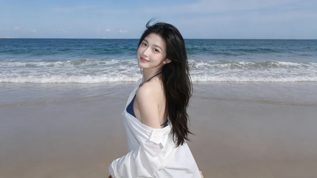 3k海边美女壁纸|沙滩背景图片 - 白衬衫黑长直回眸「哲风壁纸」 3k海边美女壁纸|沙滩背景图片 - 白衬衫黑长直回眸「哲风壁纸」