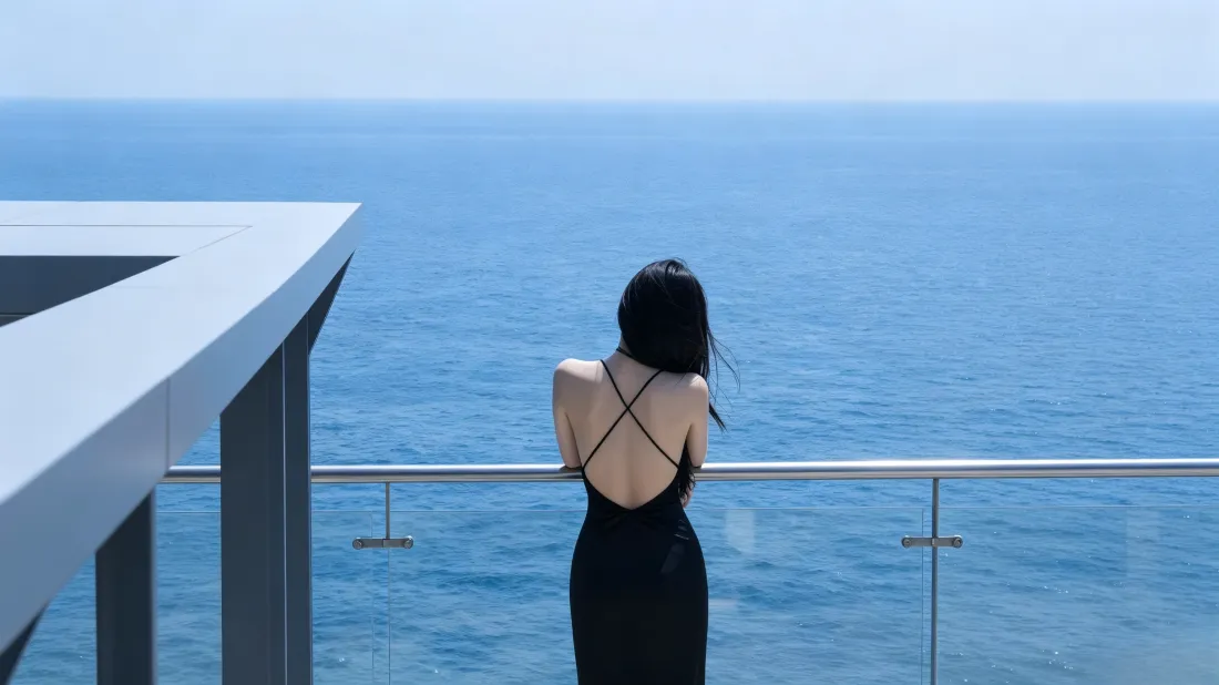 3k黑裙美女壁纸|海边露台背景图片 - 露背氛围感海景「哲风壁纸」 3k黑裙美女壁纸|海边露台背景图片 - 露背氛围感海景「哲风壁纸」