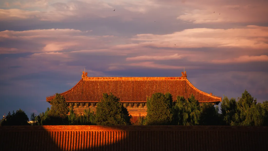 4k紫禁城壁纸｜黄昏晚霞背景图片 - 琉璃瓦古建筑风光「哲风壁纸」