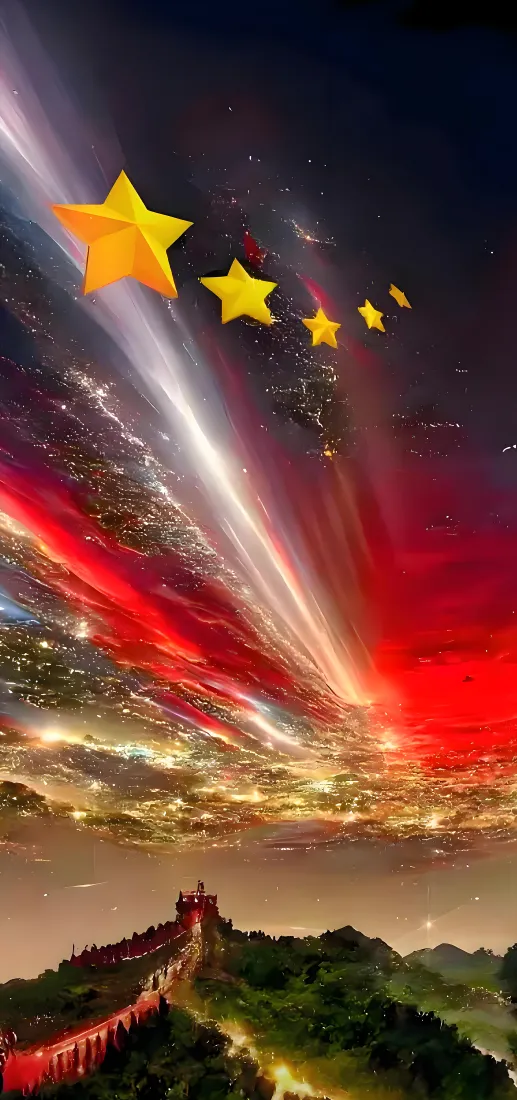 爱国主题|长城五星背景图片 - 红绸光效「哲风壁纸」 爱国主题|长城五星背景图片 - 红绸光效「哲风壁纸」
