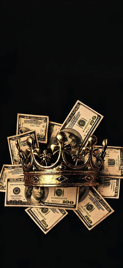 金色皇冠美元手机壁纸|黑色背景图片 - 财富轻奢风「哲风壁纸」 金色皇冠美元手机壁纸|黑色背景图片 - 财富轻奢风「哲风壁纸」