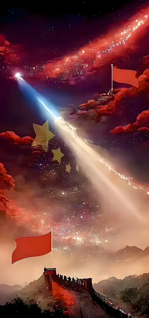 万里长城|爱国主题背景图片 - 红旗星光云海红色插画「哲风壁纸」 万里长城|爱国主题背景图片 - 红旗星光云海红色插画「哲风壁纸」