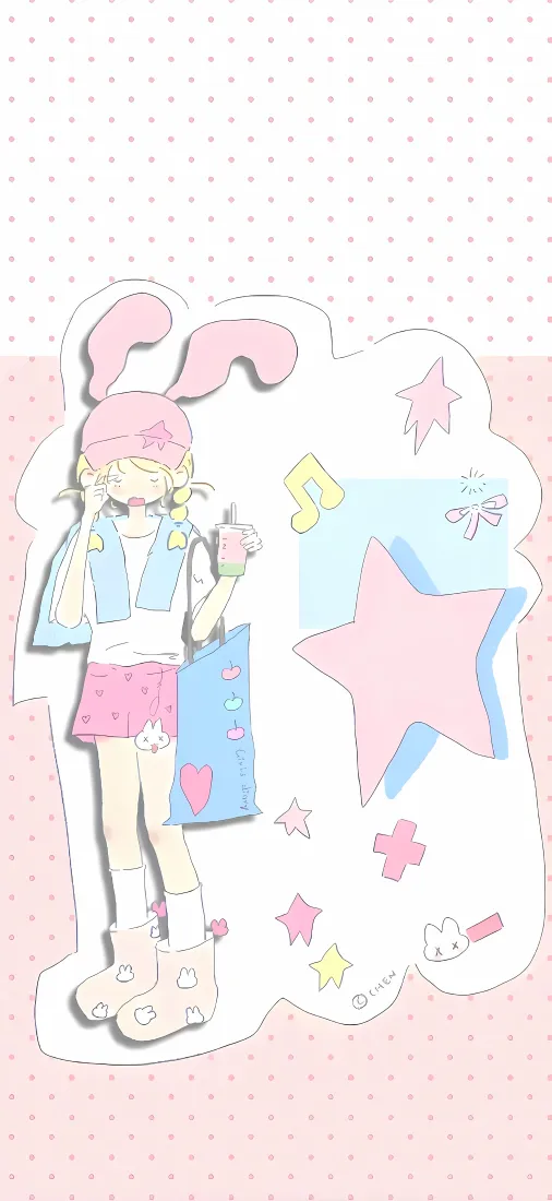 兔耳少女手机壁纸|粉色甜系背景图片 - 星星音符可爱风「哲风壁纸」 兔耳少女手机壁纸|粉色甜系背景图片 - 星星音符可爱风「哲风壁纸」