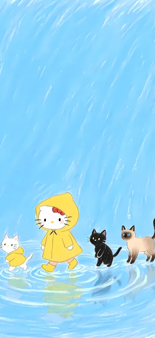 凯蒂猫手机壁纸|雨天踩水背景图片 - 可爱小猫同行「哲风壁纸」 凯蒂猫手机壁纸|雨天踩水背景图片 - 可爱小猫同行「哲风壁纸」
