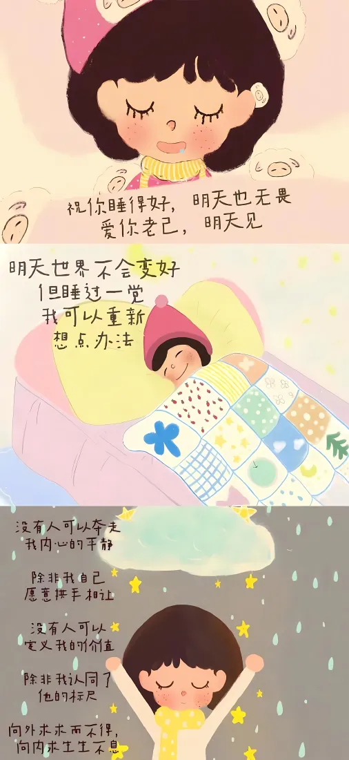 治愈小女孩手机壁纸｜卡通可爱背景图片 - 温馨治愈插画「哲风壁纸」