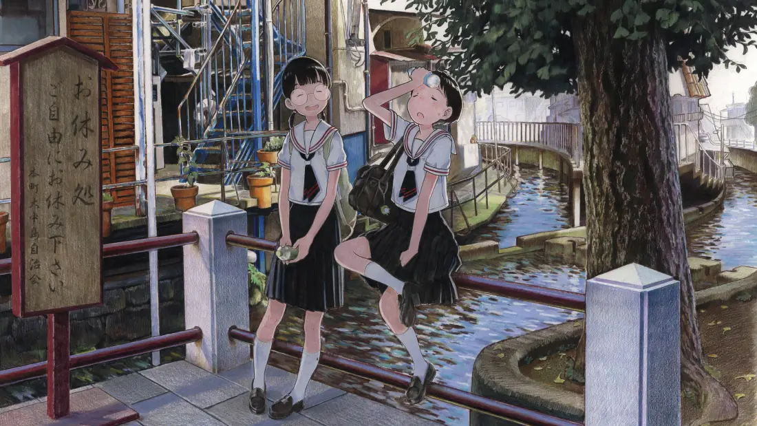 4k水手服少女壁纸｜日式小镇河道背景图片 - 青春日常街景「哲风壁纸」