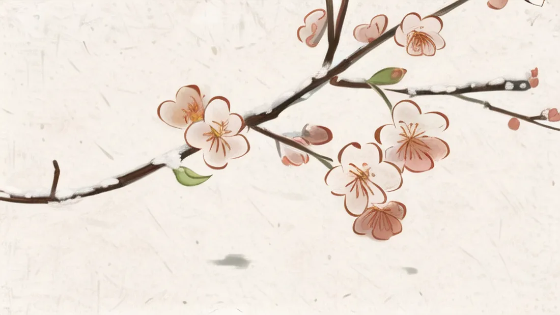 3k梅花壁纸｜水墨花枝背景图片 - 国风写意寒梅「哲风壁纸」