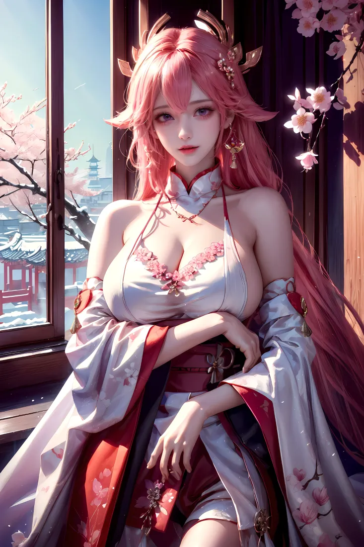 4k汉服壁纸 - 发饰 - 桃花 - 古风「哲风壁纸」