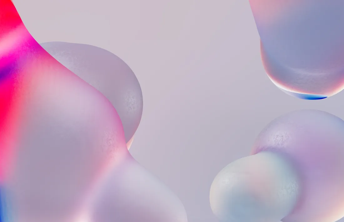 4kMicrosoft流体纹理壁纸|渐变曲面背景图片 - 柔和简约抽象设计「哲风壁纸」 浅灰背景上分布粉紫渐变的柔和流体曲面,边缘带虹彩光泽。