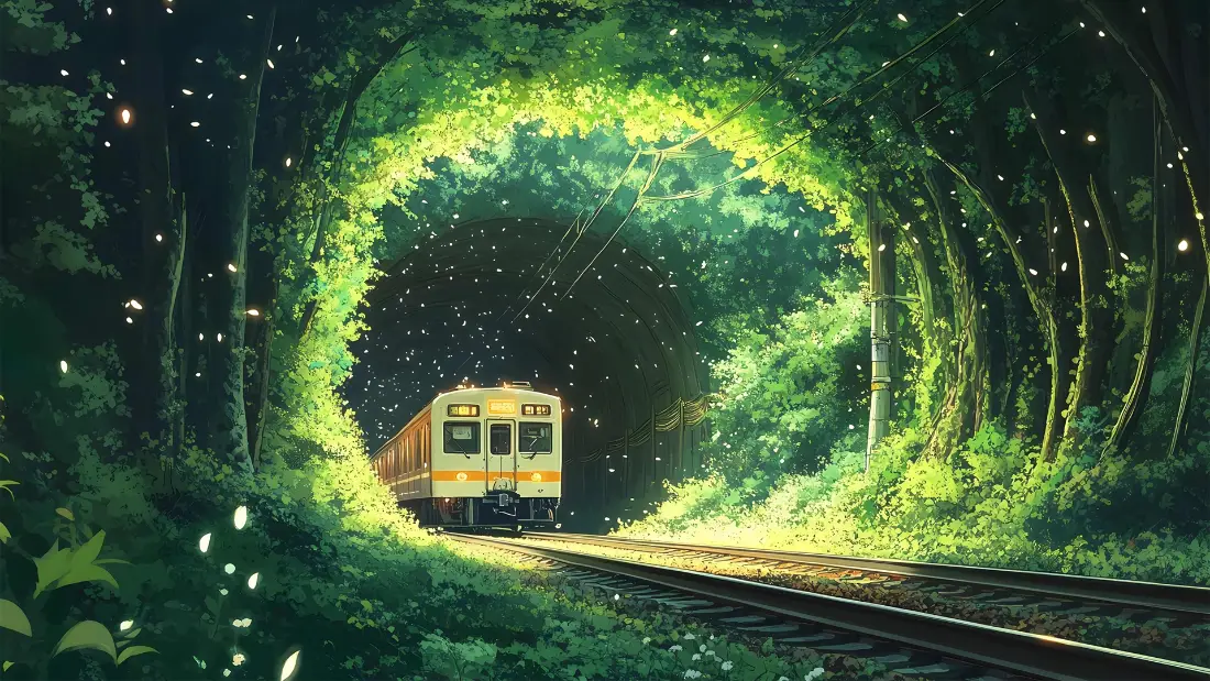 4k森林壁纸 - 隧道 - 夜景 - 藤蔓「哲风壁纸」
