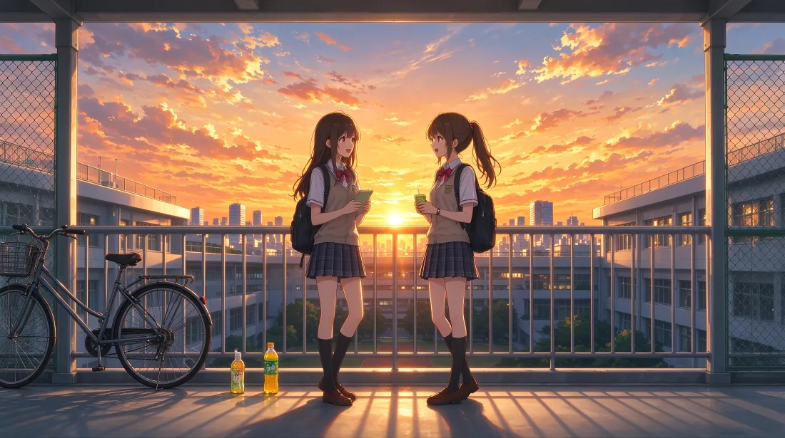 4k背包壁纸 - 校服 - 晚霞 - 夕阳「哲风壁纸」