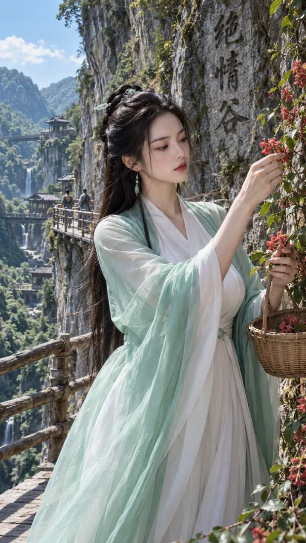 4k汉服壁纸 - 武侠 - 瀑布 - 古风「哲风壁纸」