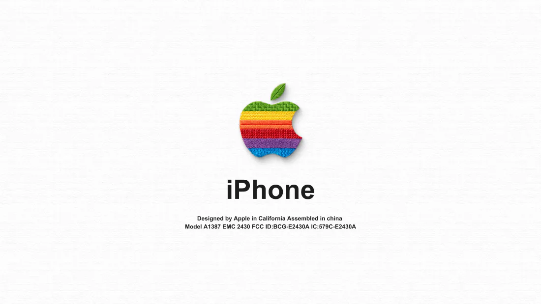 6k苹果彩虹logo壁纸｜白色简约背景图片 - iPhone经典标识「哲风壁纸」