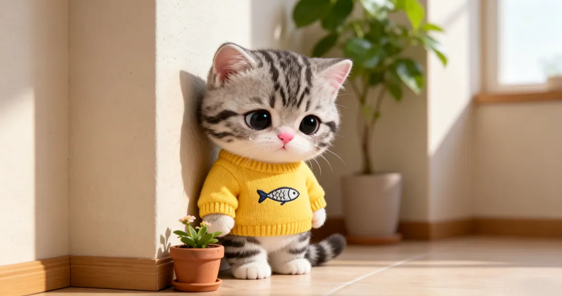 3k美短虎斑小猫壁纸|居家暖光背景 - 黄毛衣萌猫盆栽「哲风壁纸」 3k美短虎斑小猫壁纸|居家暖光背景 - 黄毛衣萌猫盆栽「哲风壁纸」
