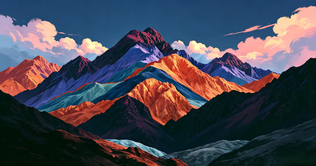 3k层叠山峦|风景背景图片 - 晚霞彩云插画「哲风壁纸」 3k层叠山峦|风景背景图片 - 晚霞彩云插画「哲风壁纸」
