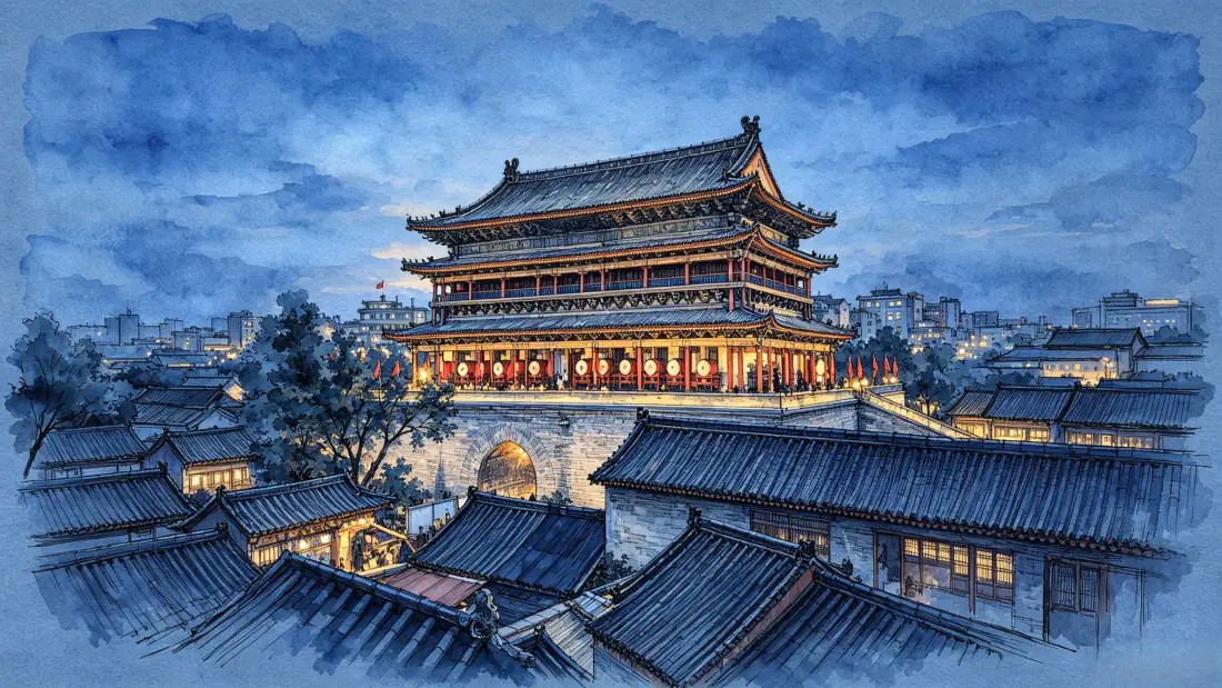 3k西安鼓楼壁纸|暮色古建筑背景图片 - 重檐楼阁暖灯古城「哲风壁纸」 3k西安鼓楼壁纸|暮色古建筑背景图片 - 重檐楼阁暖灯古城「哲风壁纸」