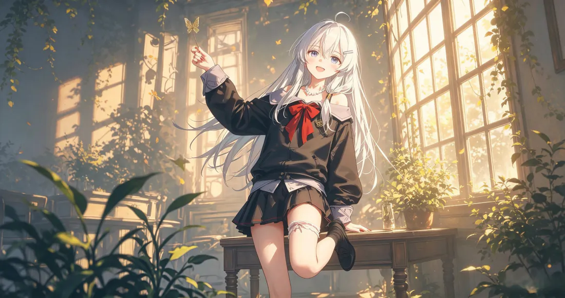 3k银发少女壁纸|窗边暖阳背景图片 - 黑制服红领结「哲风壁纸」 3k银发少女壁纸|窗边暖阳背景图片 - 黑制服红领结「哲风壁纸」