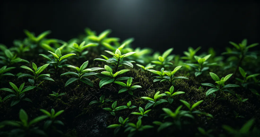 3k嫩绿新芽植物壁纸｜暗调微距背景图片 - 清新绿叶特写「哲风壁纸」