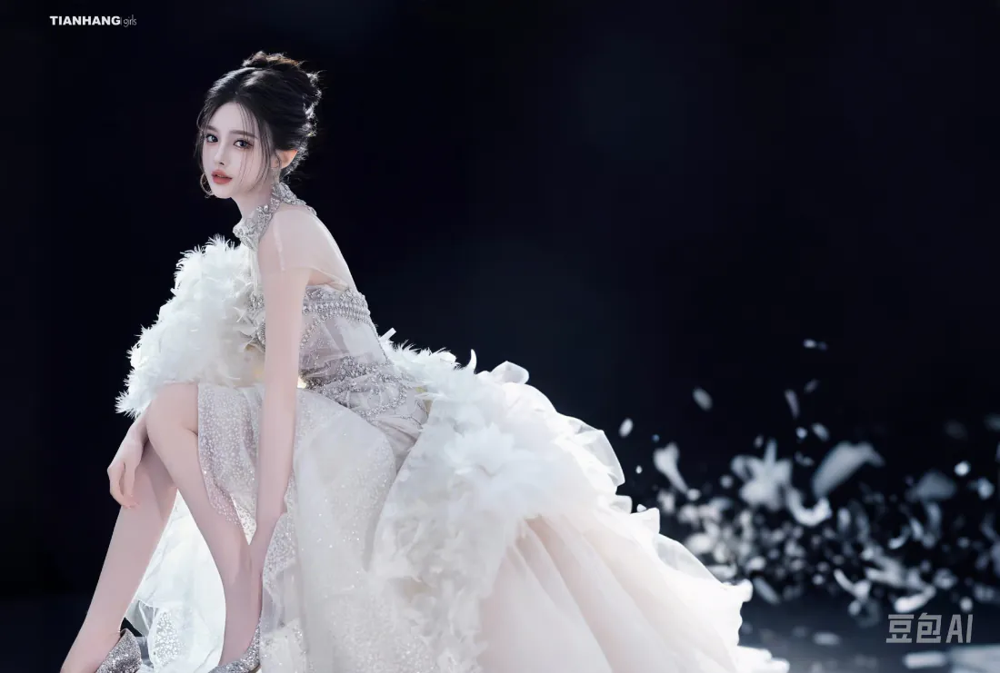 2k白纱美女壁纸｜黑色背景图片 - 优雅礼服写真「哲风壁纸」