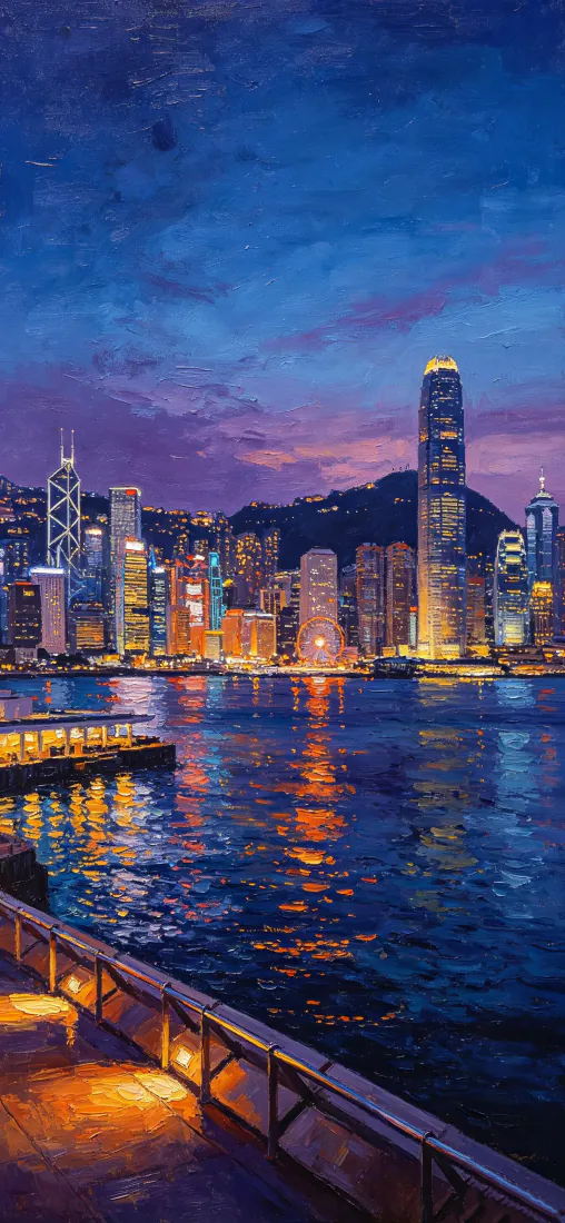 香港维多利亚港手机壁纸｜城市夜景背景图片 - 维港天际线「哲风壁纸」
