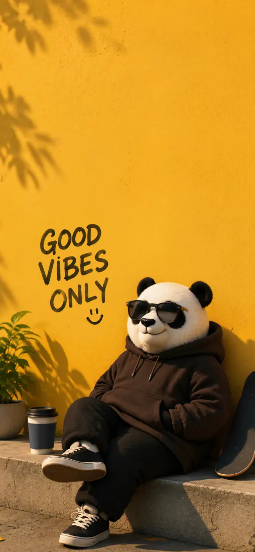 酷熊猫手机手机壁纸｜GOOD VIBES背景图片 - 潮酷休闲「哲风壁纸」