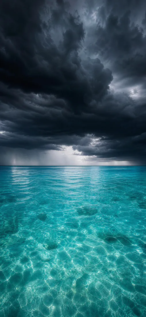 暴雨海面手机壁纸｜乌云碧海背景图片 - 青蓝海水阴云海景「哲风壁纸」