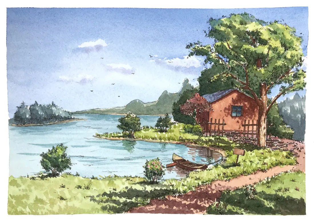 3k湖畔小屋水彩画壁纸|自然风景背景图片 - 夏日乡野水岸「哲风壁纸」 3k湖畔小屋水彩画壁纸|自然风景背景图片 - 夏日乡野水岸「哲风壁纸」