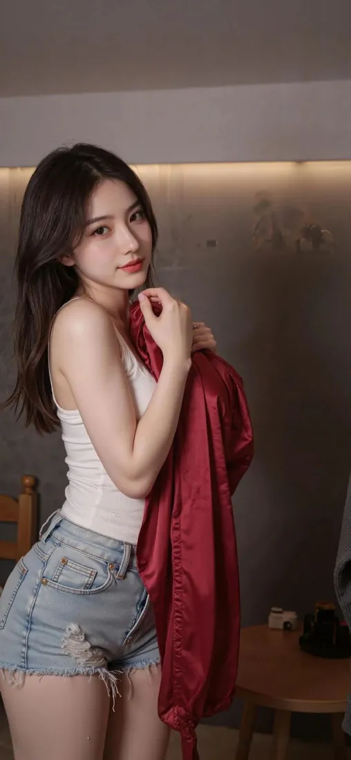 红衣美女手机壁纸|居家背景图片 - 吊带热裤氛围感少女「哲风壁纸」 红衣美女手机壁纸|居家背景图片 - 吊带热裤氛围感少女「哲风壁纸」