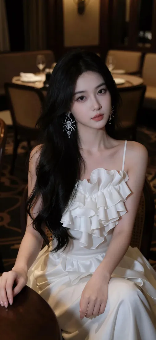 白裙长发美女手机壁纸|餐厅背景图片 - 优雅名媛写真「哲风壁纸」 白裙长发美女手机壁纸|餐厅背景图片 - 优雅名媛写真「哲风壁纸」