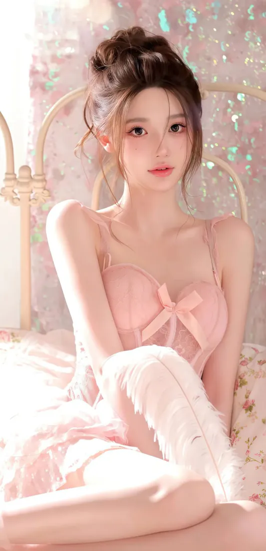 粉裙美女手机壁纸|暖光卧室背景图片 - 纯欲盘发少女「哲风壁纸」 粉裙美女手机壁纸|暖光卧室背景图片 - 纯欲盘发少女「哲风壁纸」