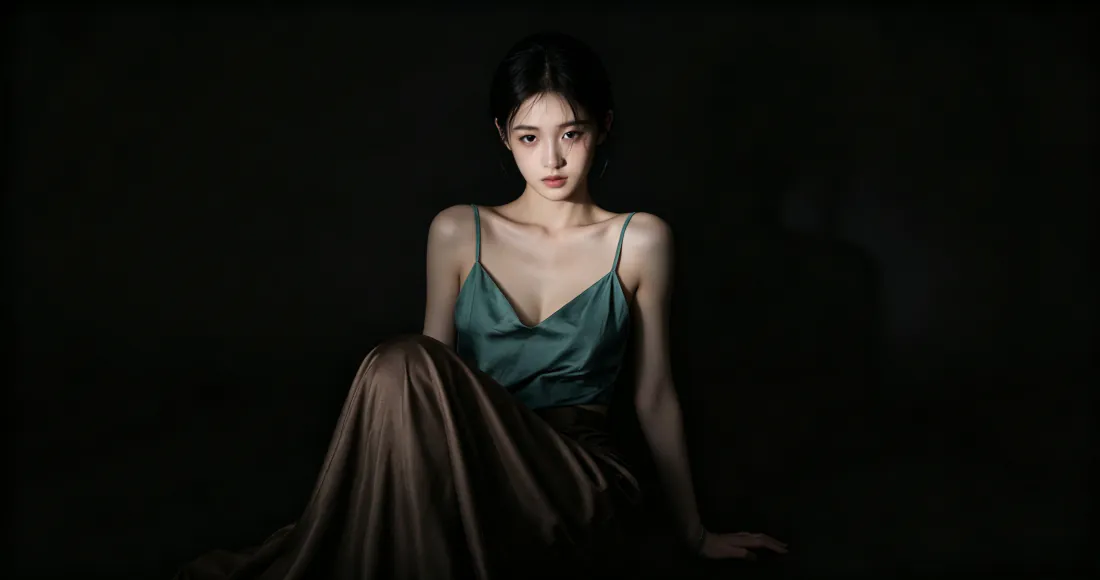 3k吊带裙美女壁纸｜暗调背景图片 - 冷艳氛围感写真「哲风壁纸」