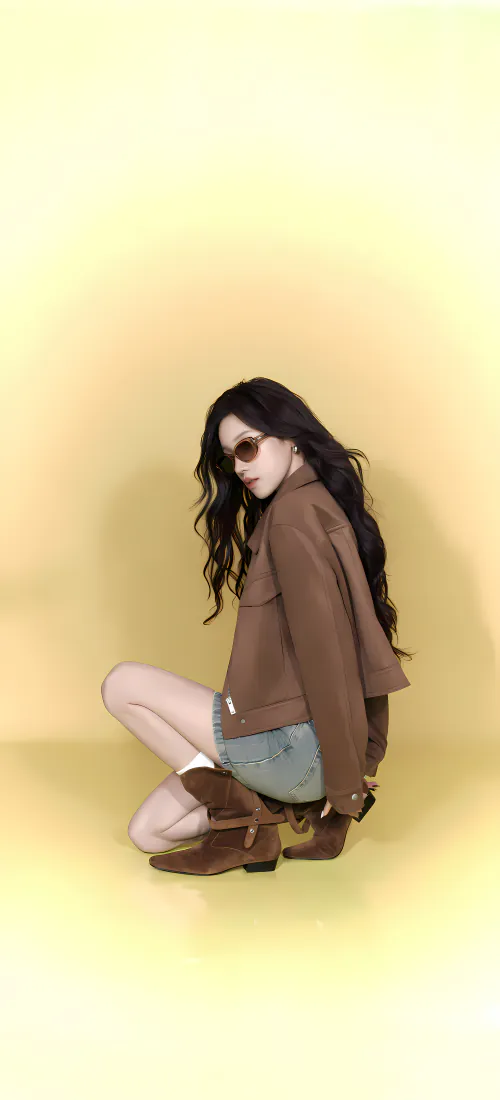 宋雨琦手机壁纸|美式复古酷飒写真 - 棕色麂皮外套墨镜造型「哲风壁纸」 宋雨琦手机壁纸|美式复古酷飒写真 - 棕色麂皮外套墨镜造型「哲风壁纸」